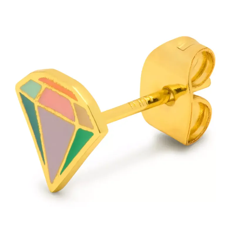 Diamond Cut Large Ørering 1 stk Forgyldt Multifarget