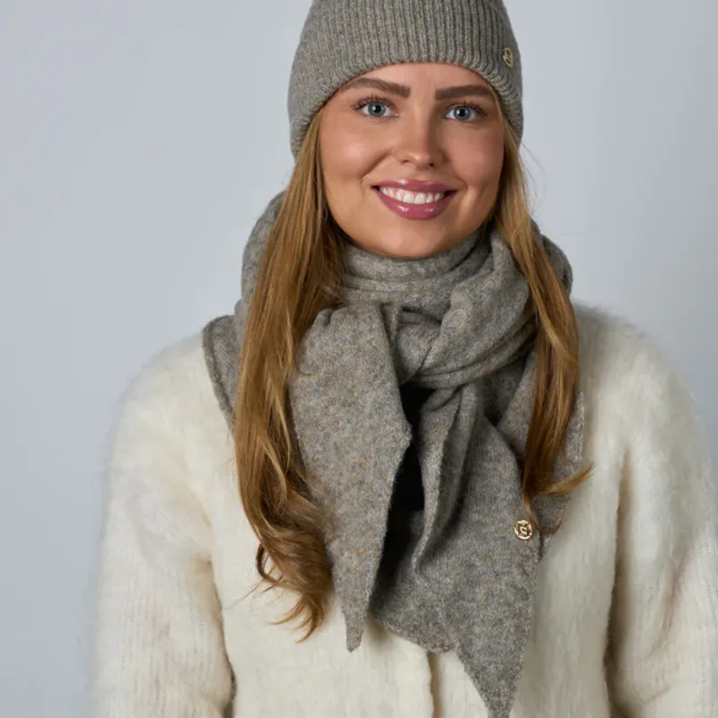 Strikket Trekant skjerf - Taupe